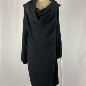 LANVIN Alber Ebaz Size 40 Elegant Black Cowl Neck Cocktail Dress